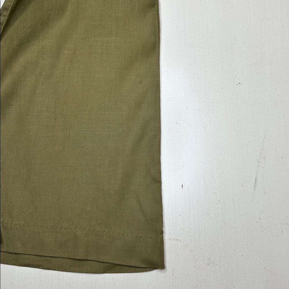 Cabi Women's‎ Linen Blend Charlie Trouser Size 14 Olive Green Flared Pant #5314L - Picture 15 of 16